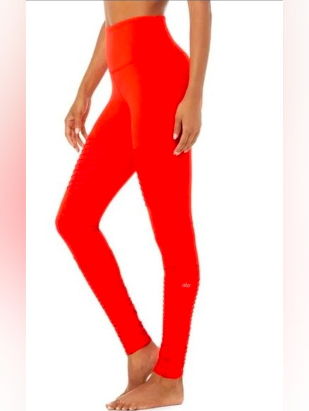 Alo Yoga High-Waist Moto Leggings Cherry Red Mesh Glossy XS